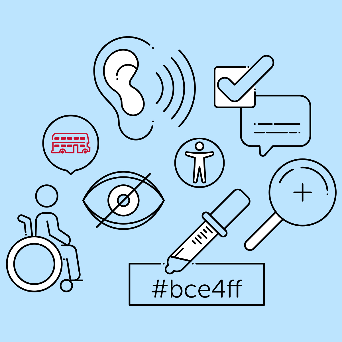 Bailey Brand Consulting accessibility icons in a collage cloud on a light blue background