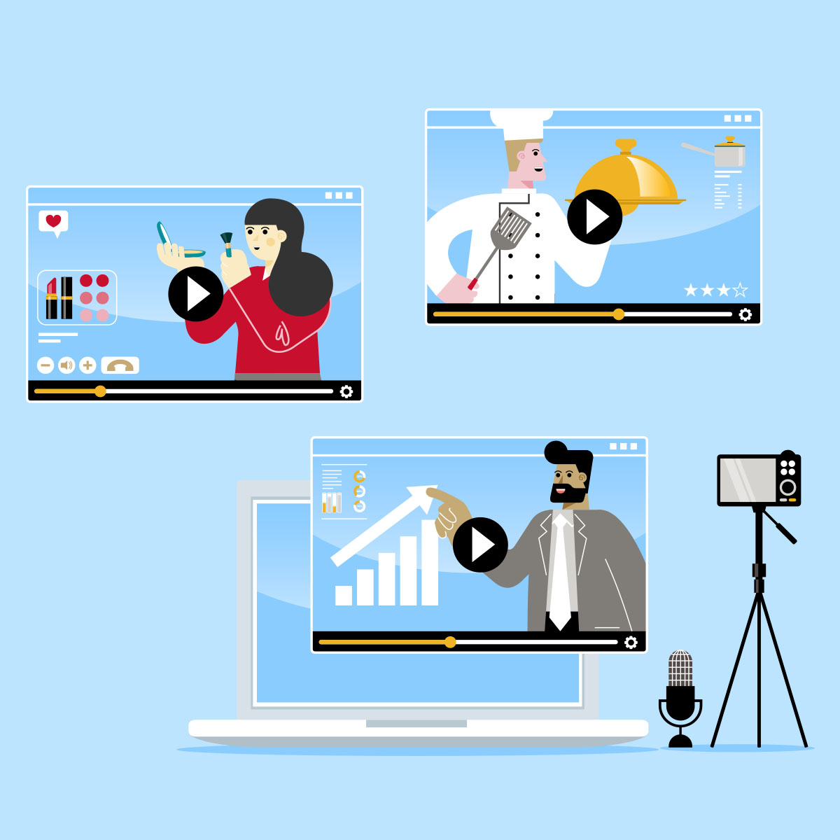 Bailey Brand Consulting Brand Influencer 3 Videos on Different Laptops Next to a Tripod