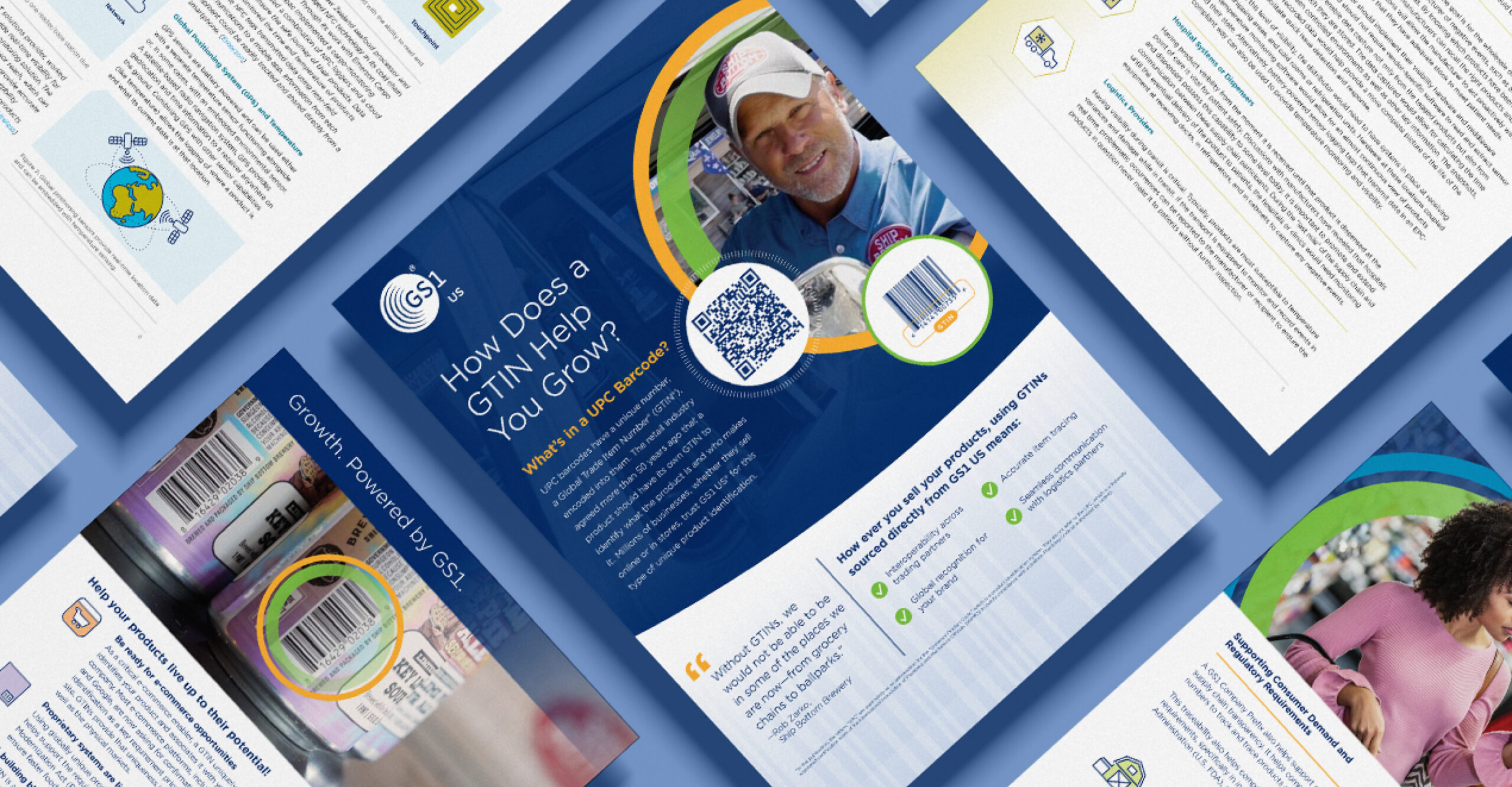Design of GS1 US print flyers focusing on growth of GTINs