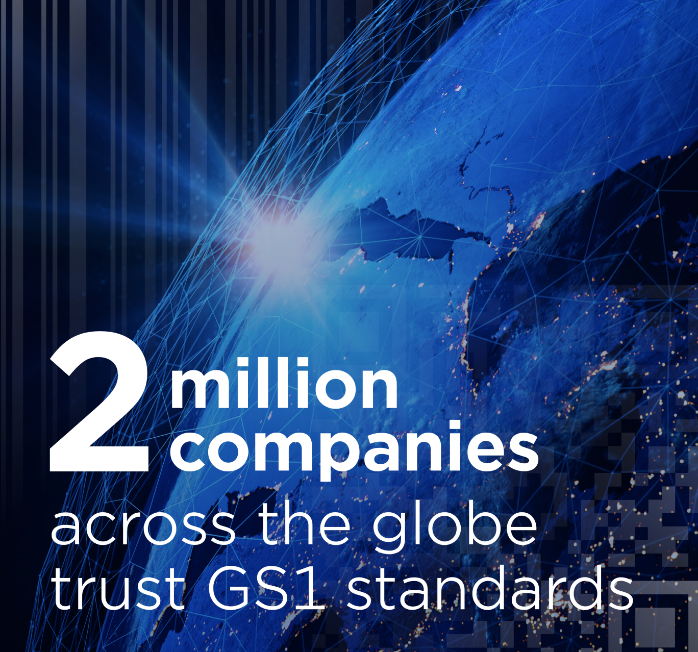 Design of social ad with text that says "2 million companies across the globe trust GS1 standards"