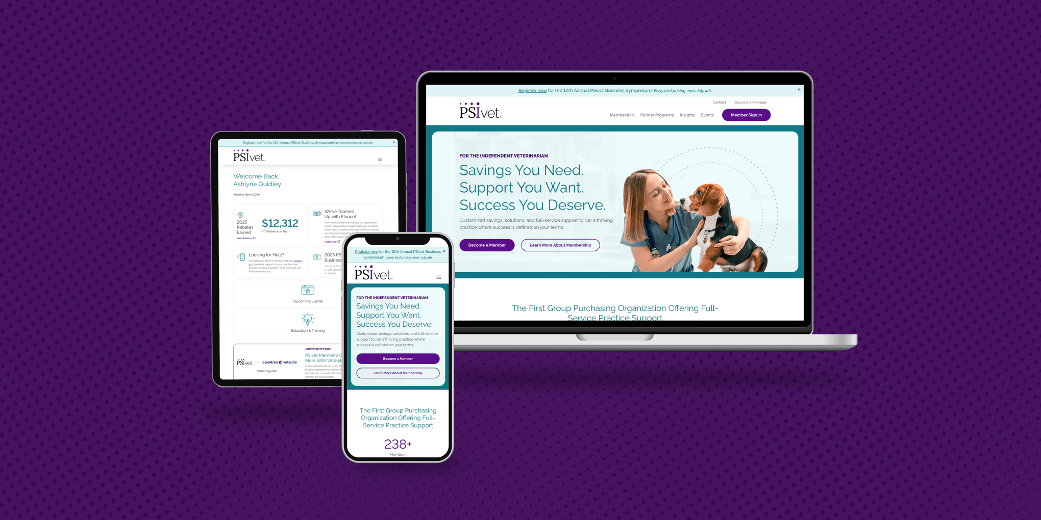 Brand Brand Consulting PSIvet mockup showing 3 devices of the finished launched website