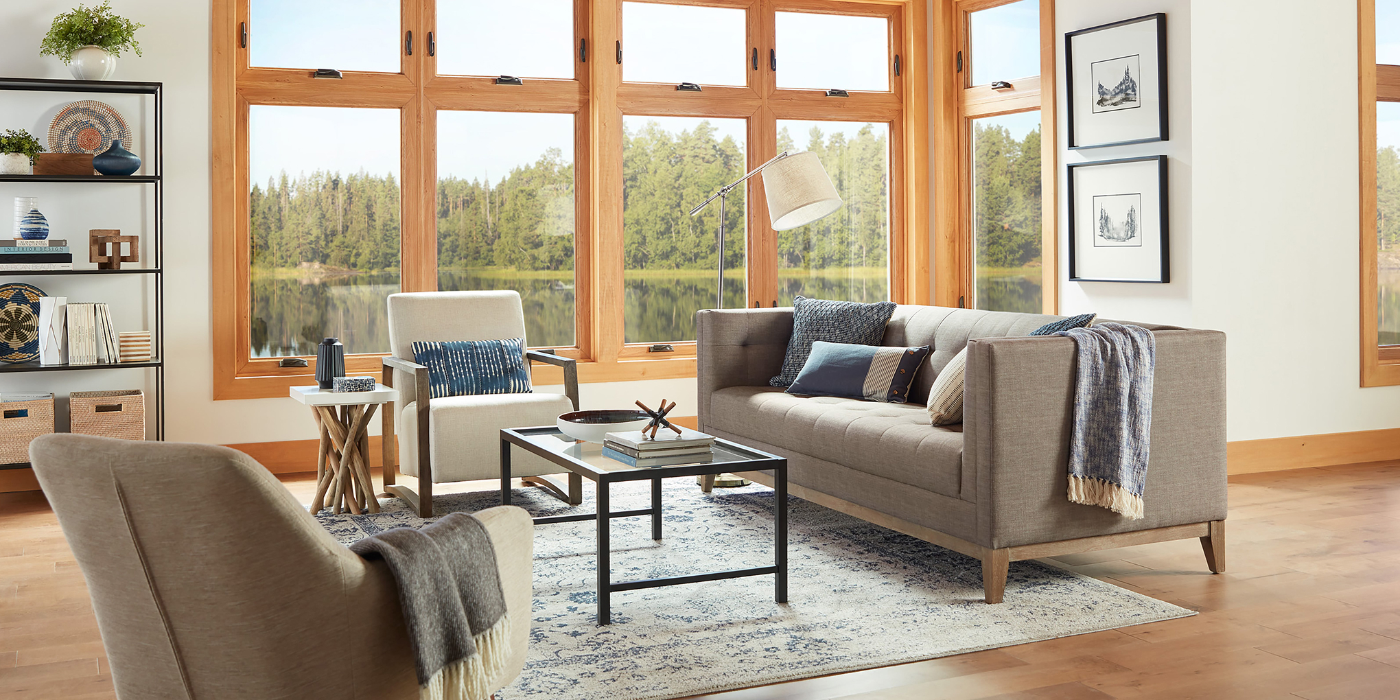 Simonton Brand Evolution Photoshoot Image Showing Living Room with Large Windows and Sunshine