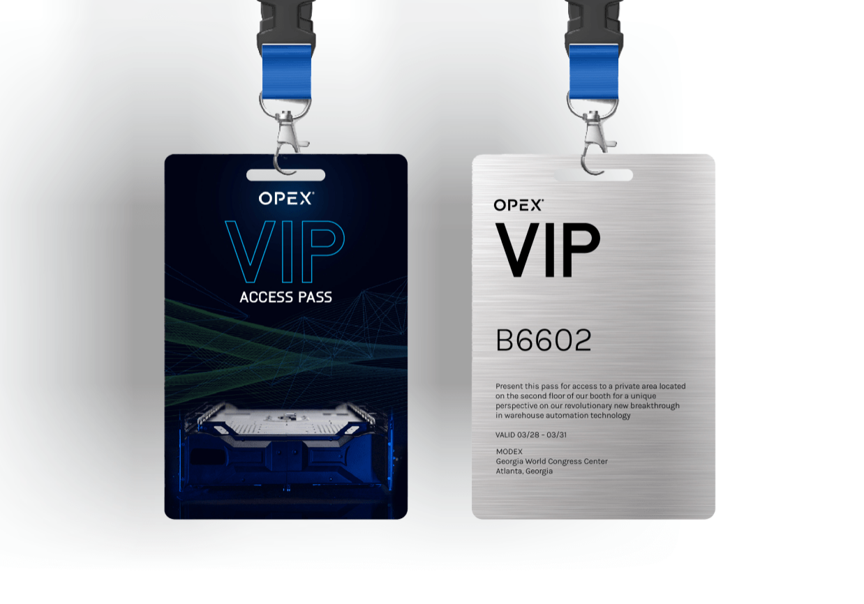 Bailey Brand Consulting OPEX Infinity Booth VIP Pass Design Front and Back