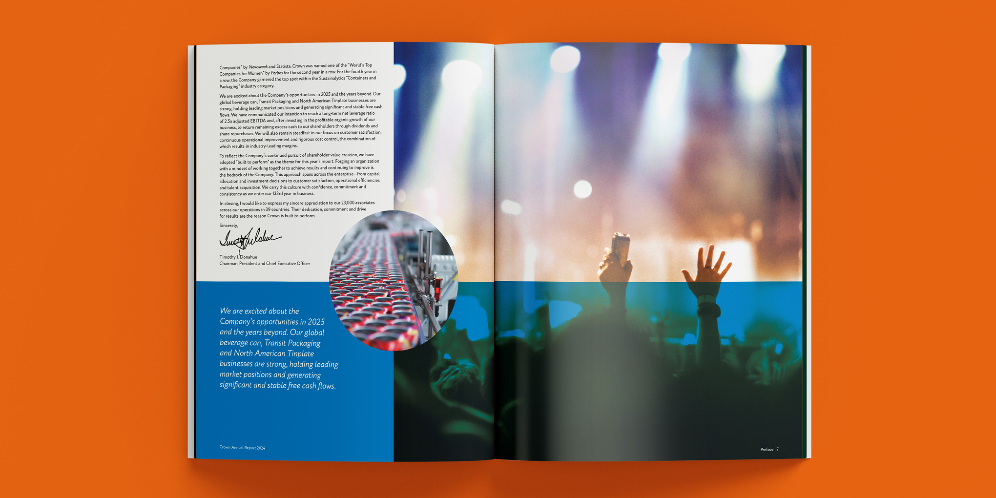 Bailey Brand Consulting Crown Holdings Annual Report 2024 Interior Spread Photo